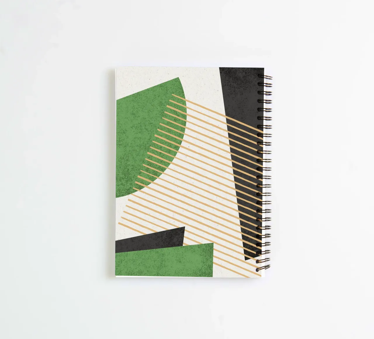 Stripes Circle Geometric Abstract Pattern 1 - Green Black spiral notebook by MoonlightPrint