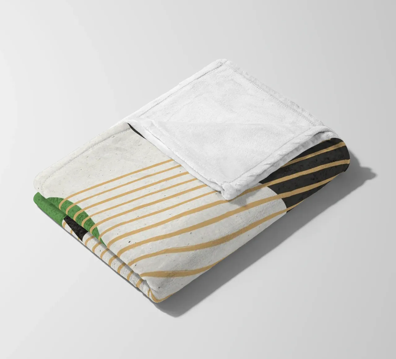 Stripes Circle Geometric Abstract Pattern 1 - Green Black fleece blanket by MoonlightPrint