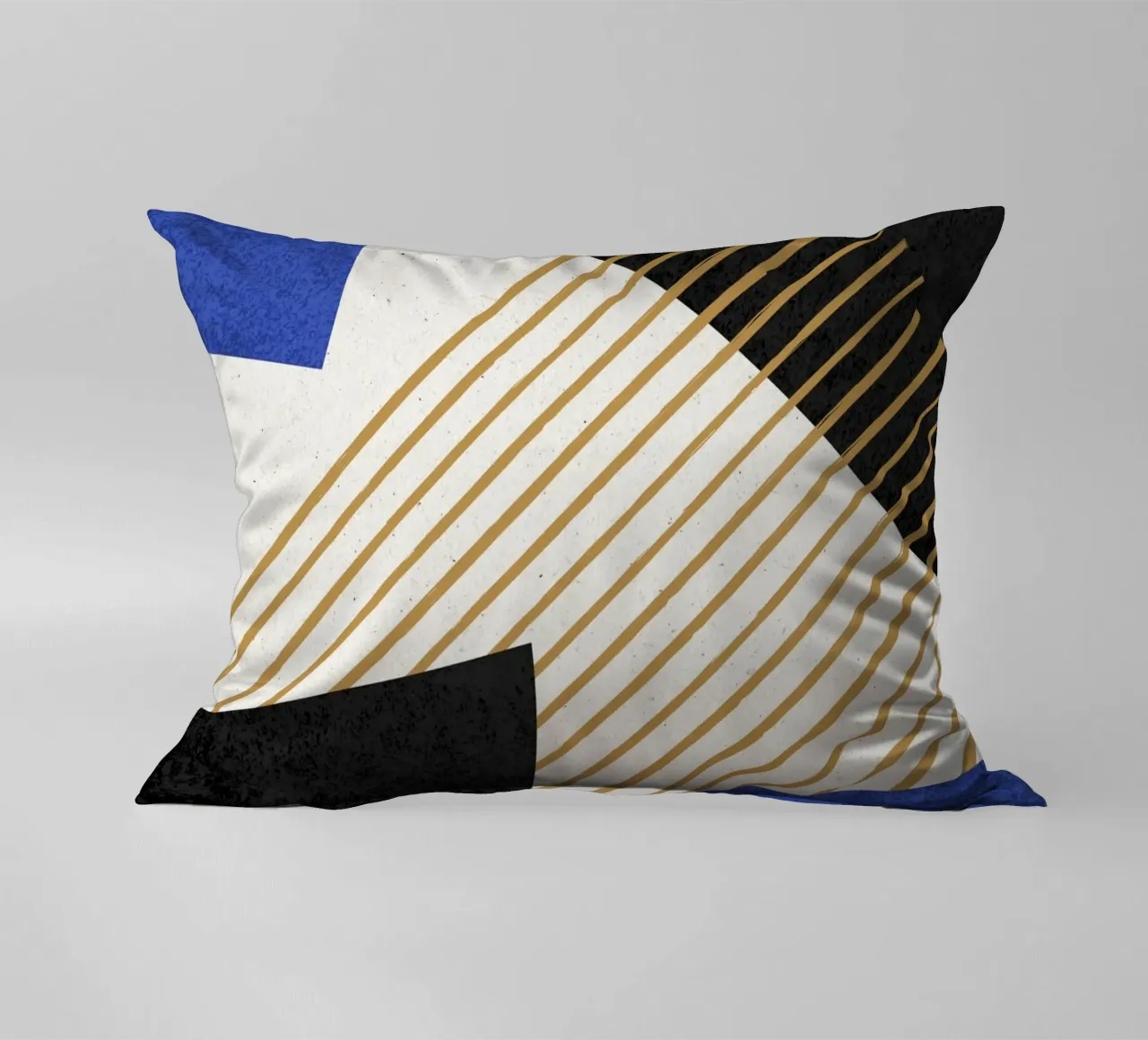 Rayures Cercle Géométrique Abstrait 2 - Bleu Noir coussin de MoonlightPrint