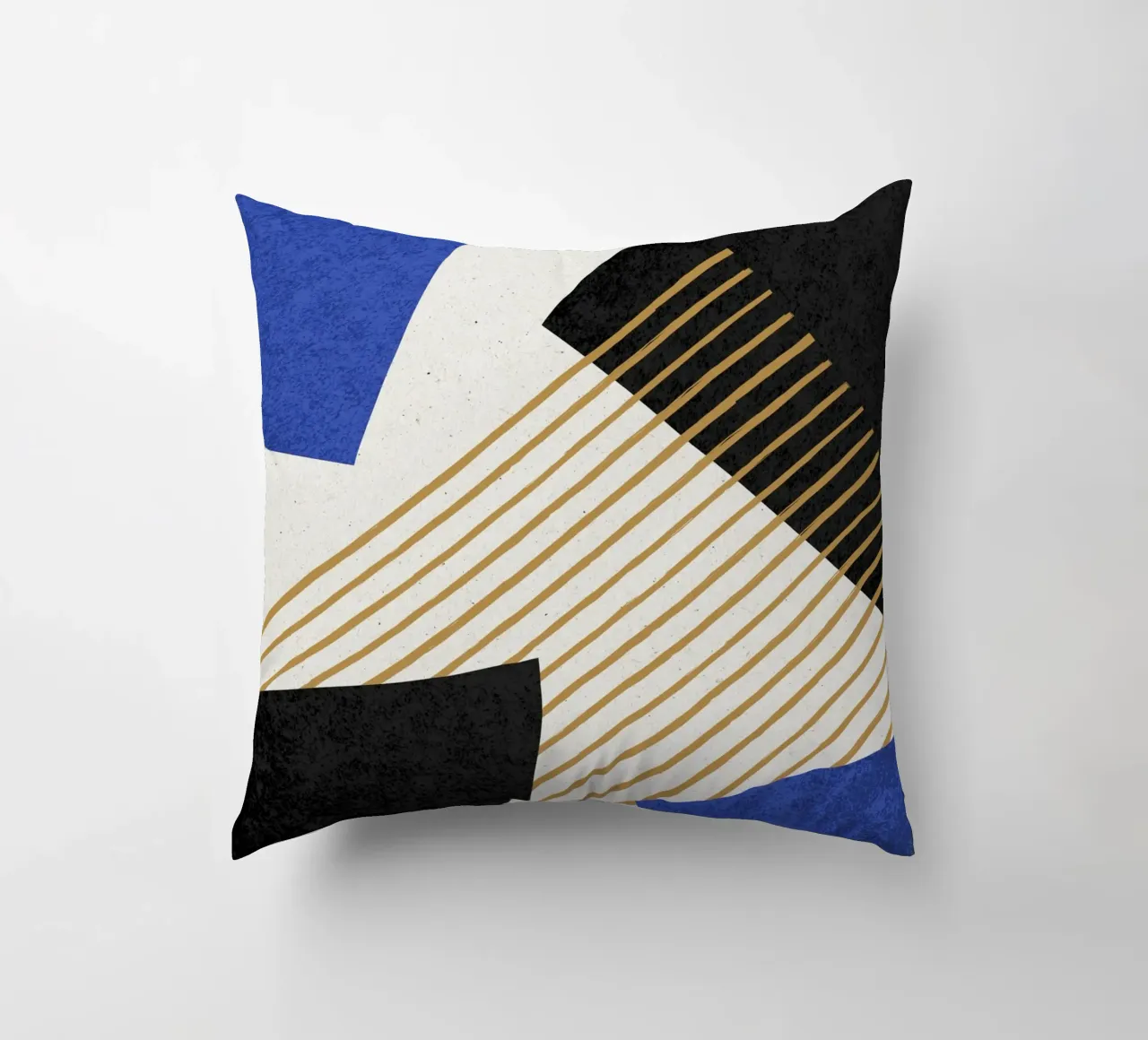 Rayures Cercle Géométrique Abstrait 2 - Bleu Noir coussin de MoonlightPrint