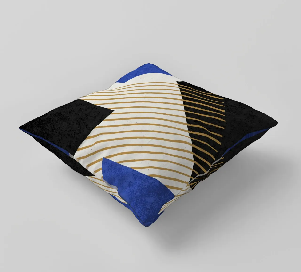 Rayures Cercle Géométrique Abstrait 2 - Bleu Noir coussin de MoonlightPrint