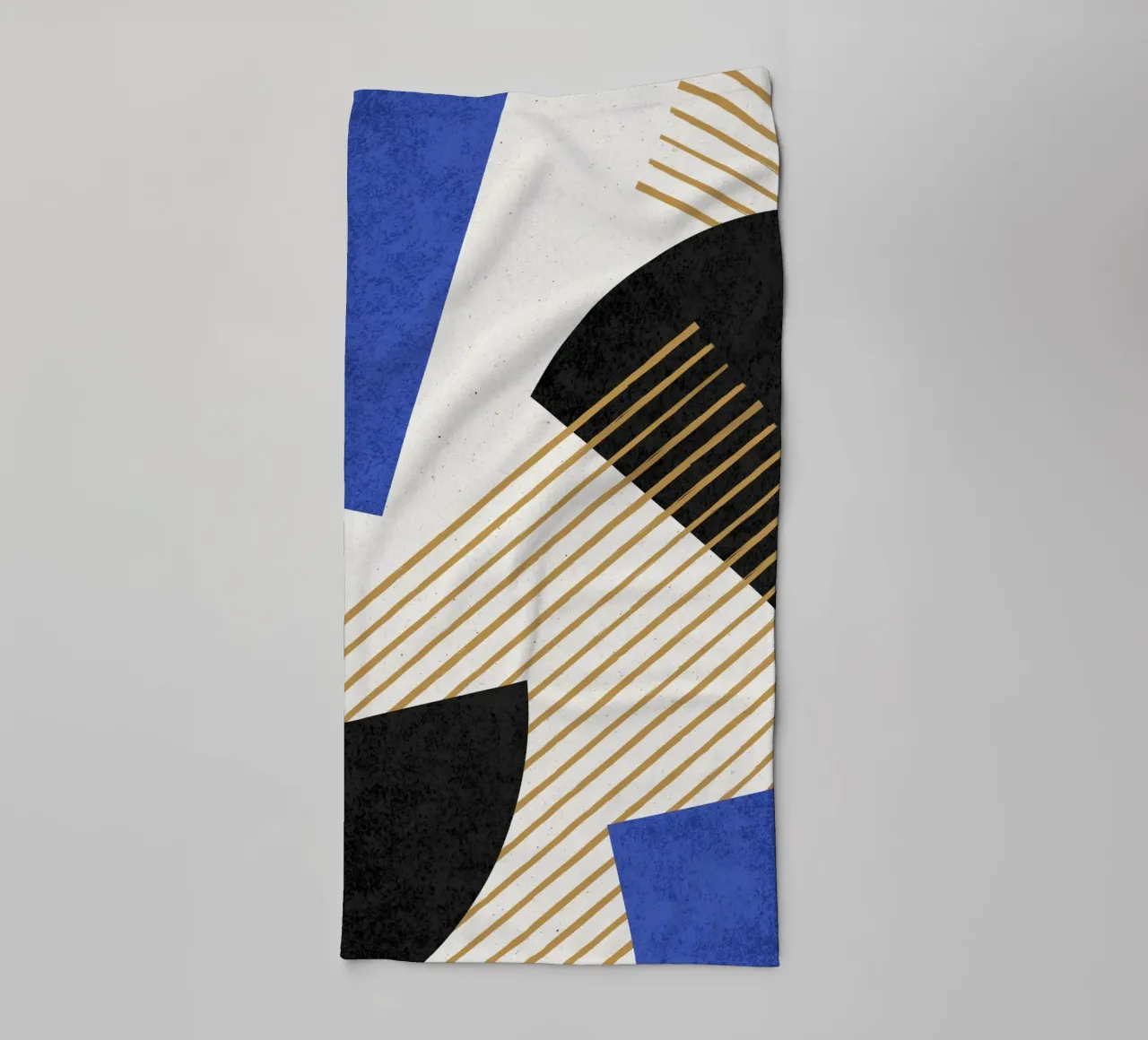 Stripes Circle Geometric Abstract Pattern 2 - Blue Black towel by MoonlightPrint