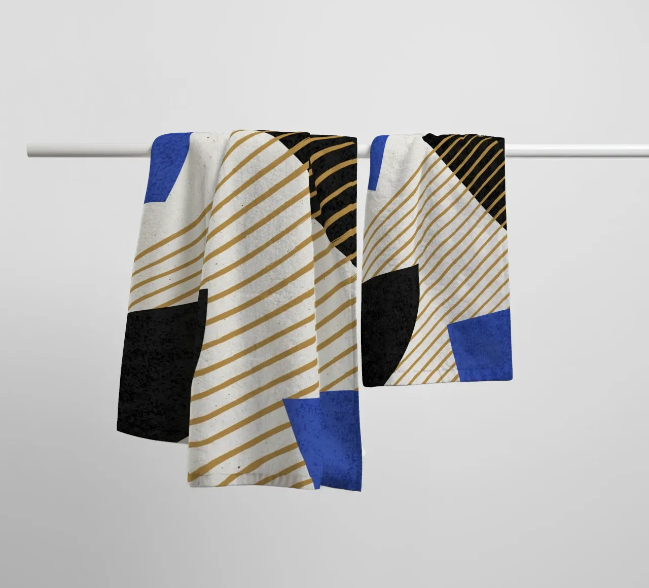 Stripes Circle Geometric Abstract Pattern 2 - Blue Black towel by MoonlightPrint