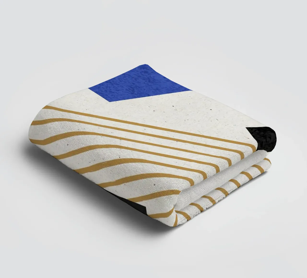 Stripes Circle Geometric Abstract Pattern 2 - Blue Black towel by MoonlightPrint