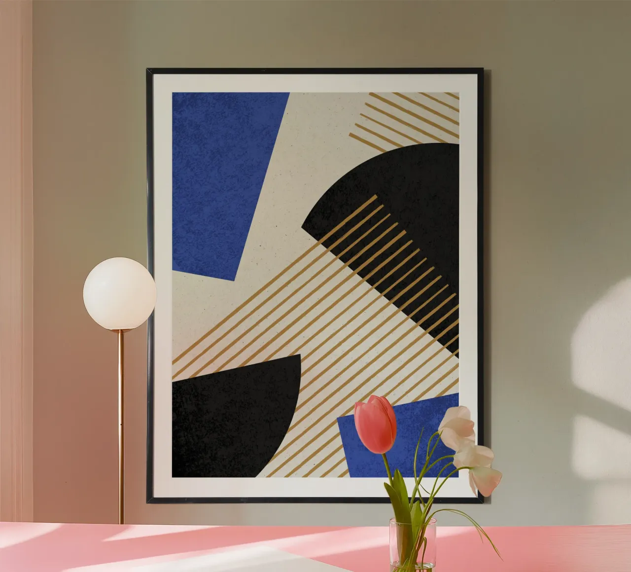 Stripes Circle Geometric Abstract Pattern 2 - Blue Black hahnemühle by MoonlightPrint