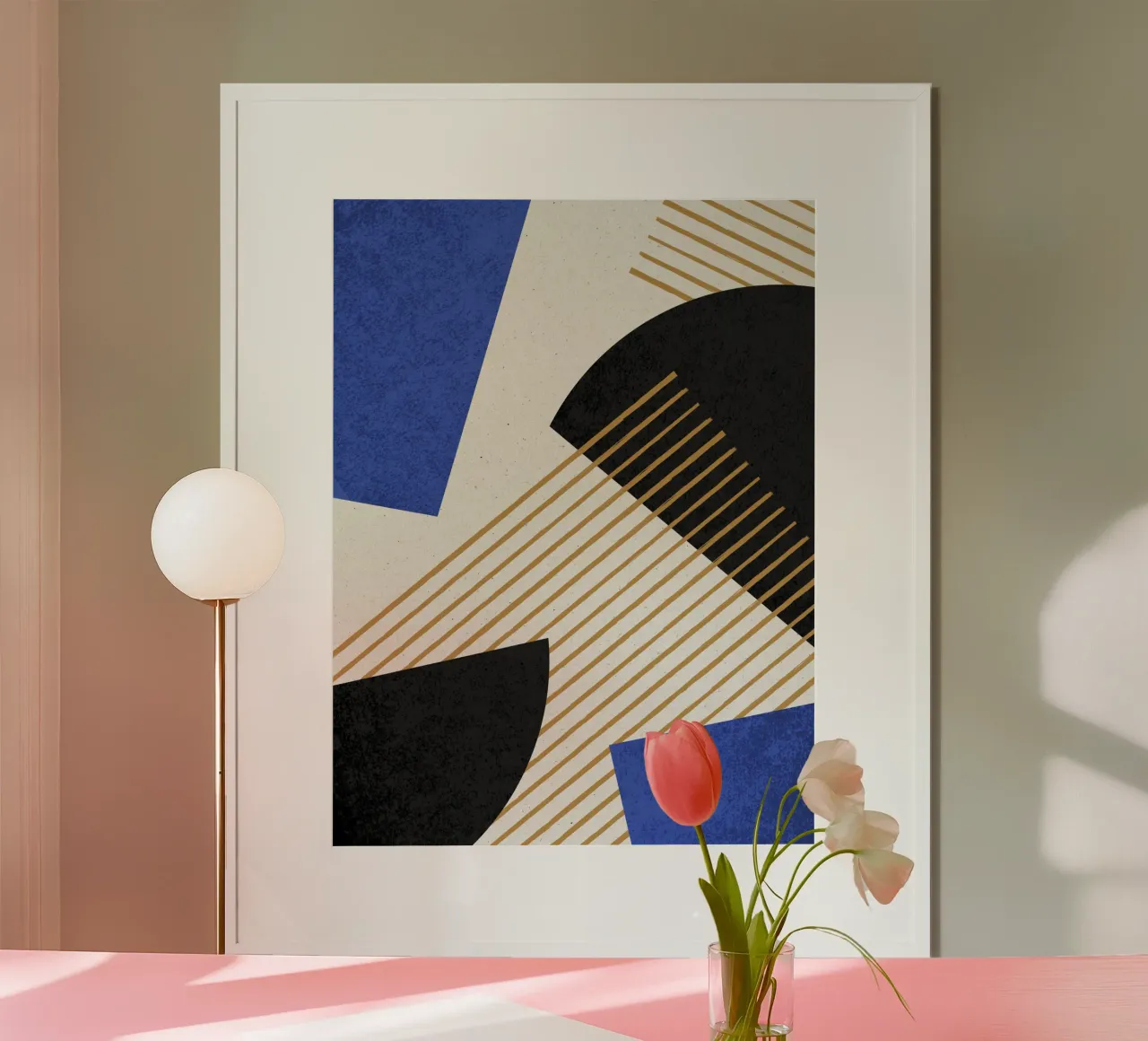 Stripes Circle Geometric Abstract Pattern 2 - Blue Black hahnemühle by MoonlightPrint