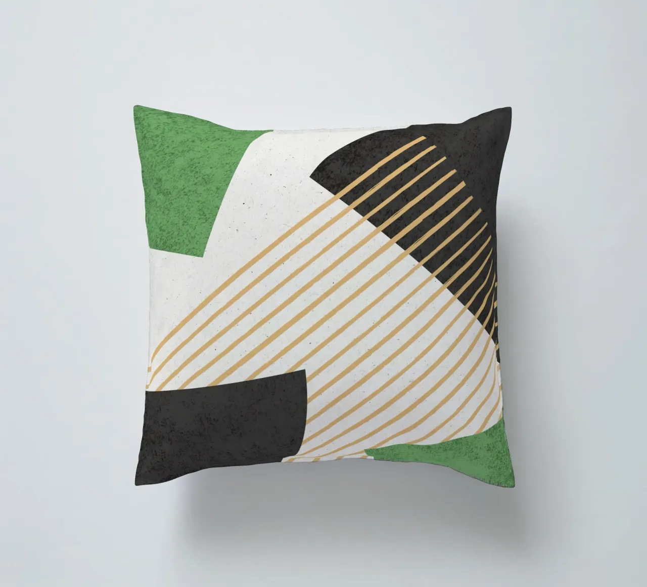 Stripes Circle Geometric Abstract Pattern 2 - Green Black decorative cushion by MoonlightPrint
