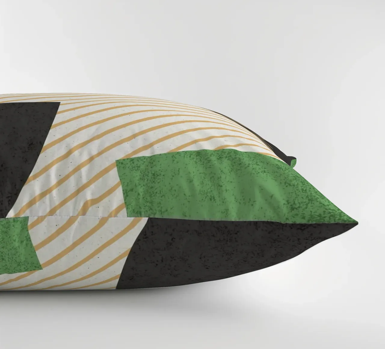 Stripes Circle Geometric Abstract Pattern 2 - Green Black decorative cushion by MoonlightPrint