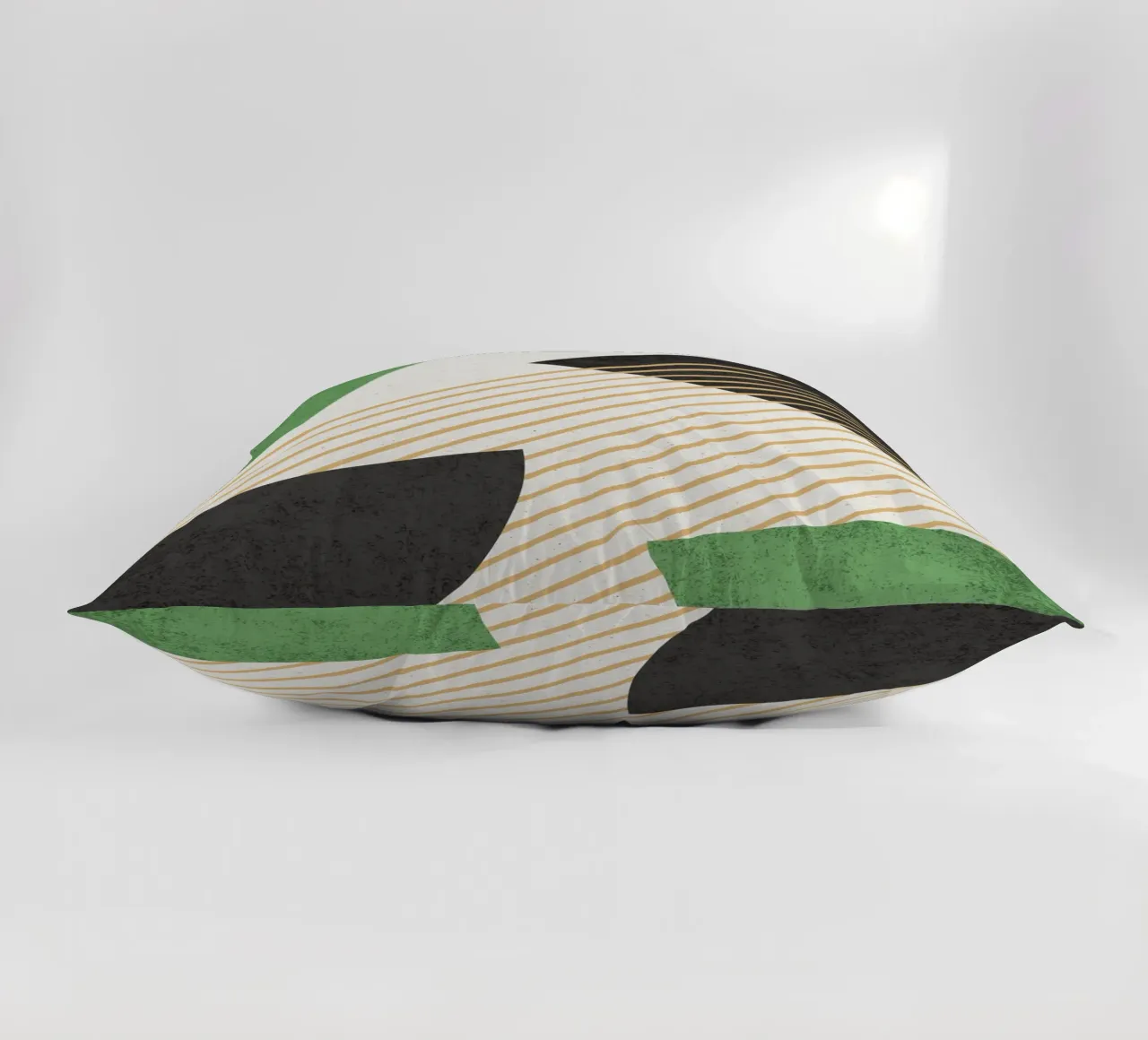 Stripes Circle Geometric Abstract Pattern 2 - Green Black decorative cushion by MoonlightPrint