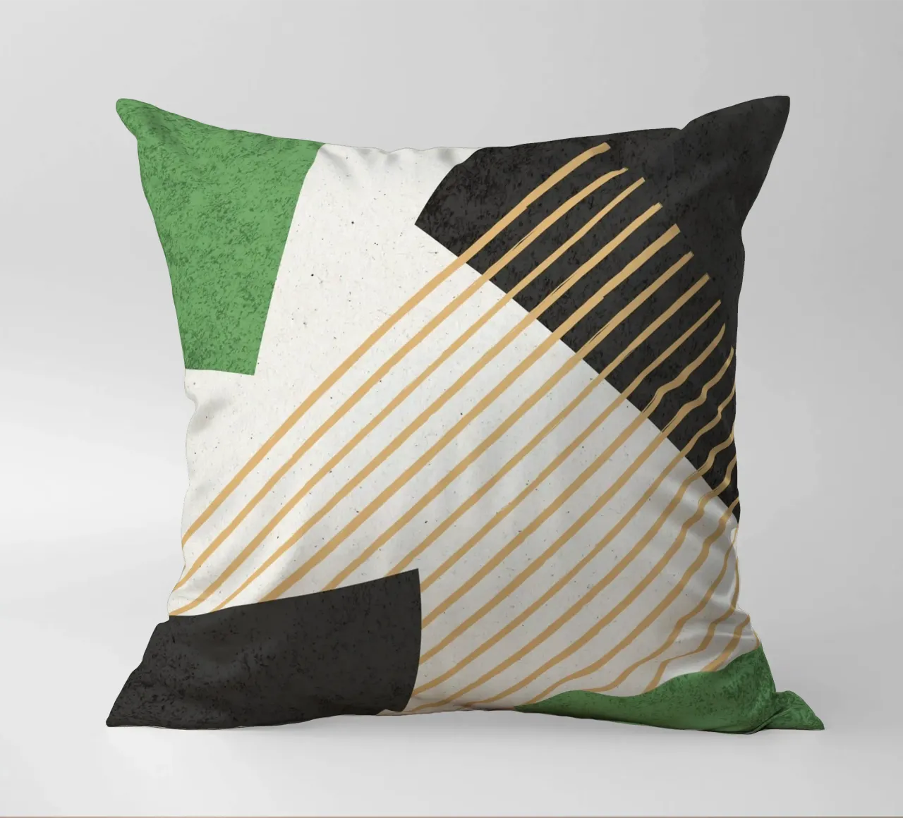 Stripes Circle Geometric Abstract Pattern 2 - Green Black decorative cushion by MoonlightPrint