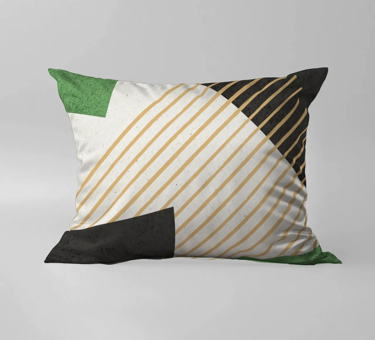 Stripes Circle Geometric Abstract Pattern 2 - Green Black decorative cushion by MoonlightPrint