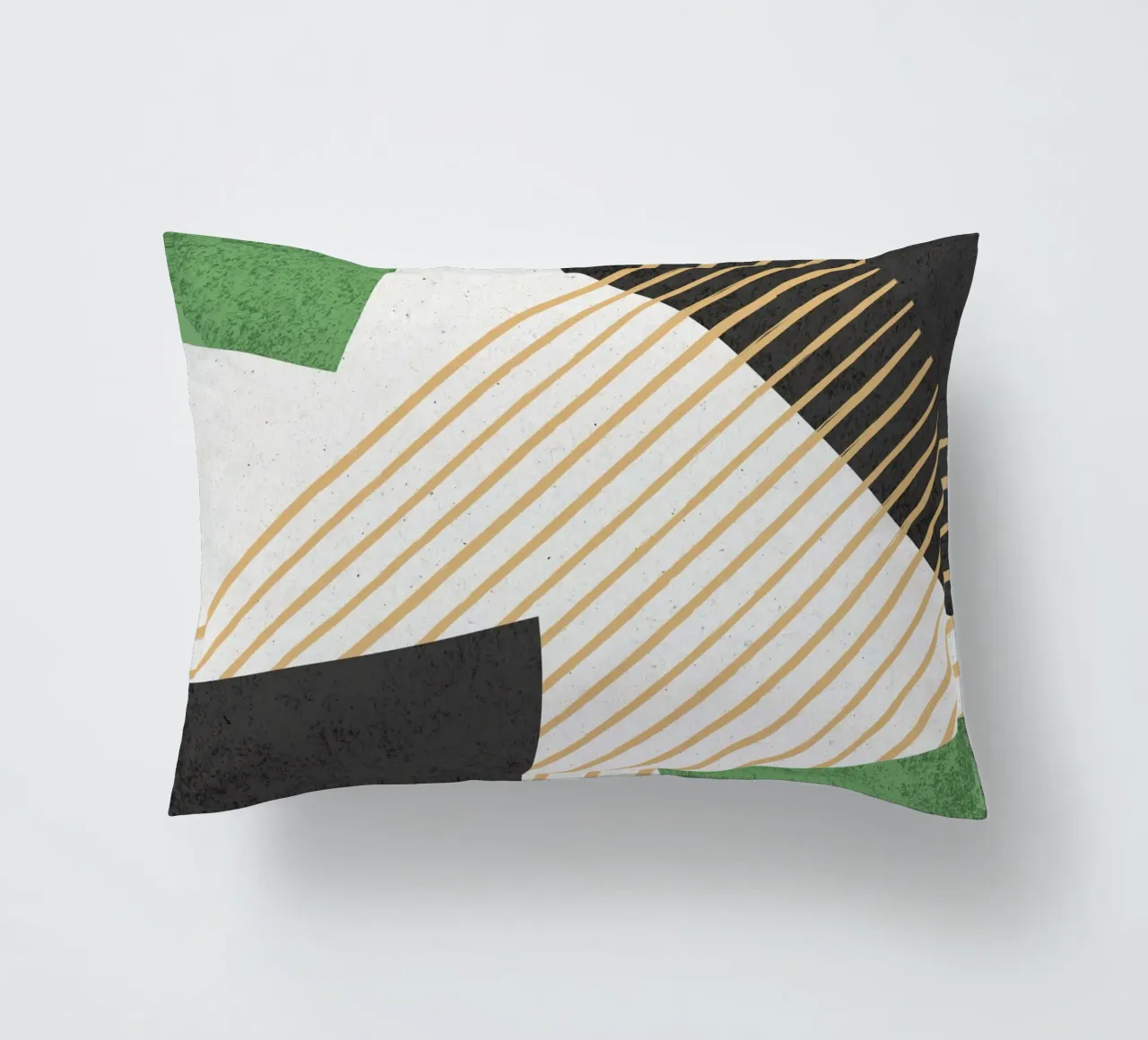 Stripes Circle Geometric Abstract Pattern 2 - Green Black decorative cushion by MoonlightPrint