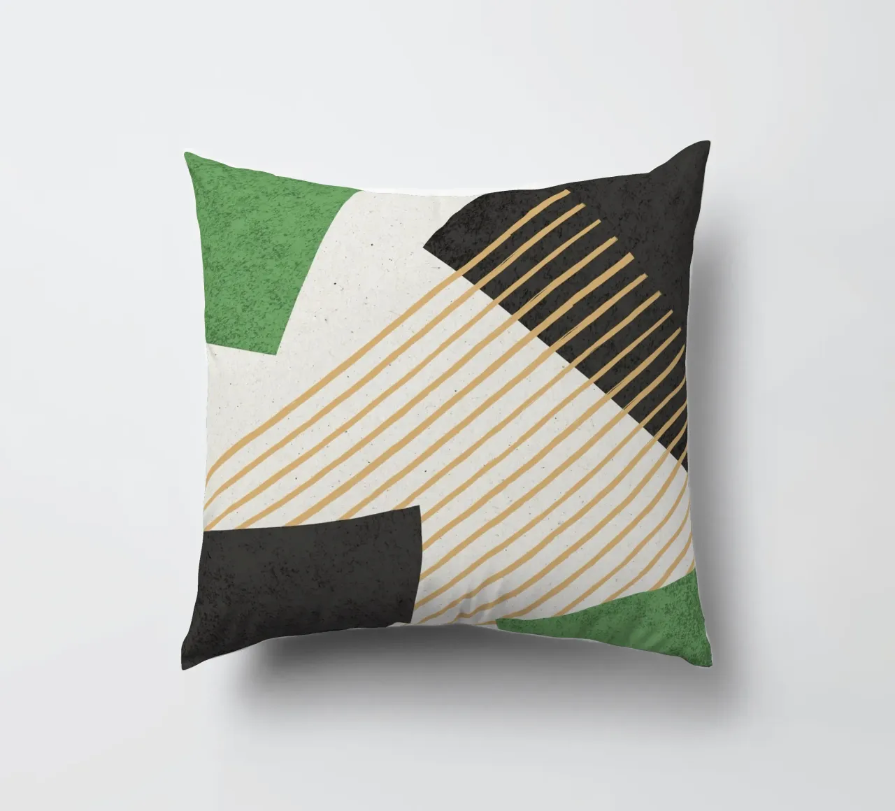 Stripes Circle Geometric Abstract Pattern 2 - Green Black decorative cushion by MoonlightPrint