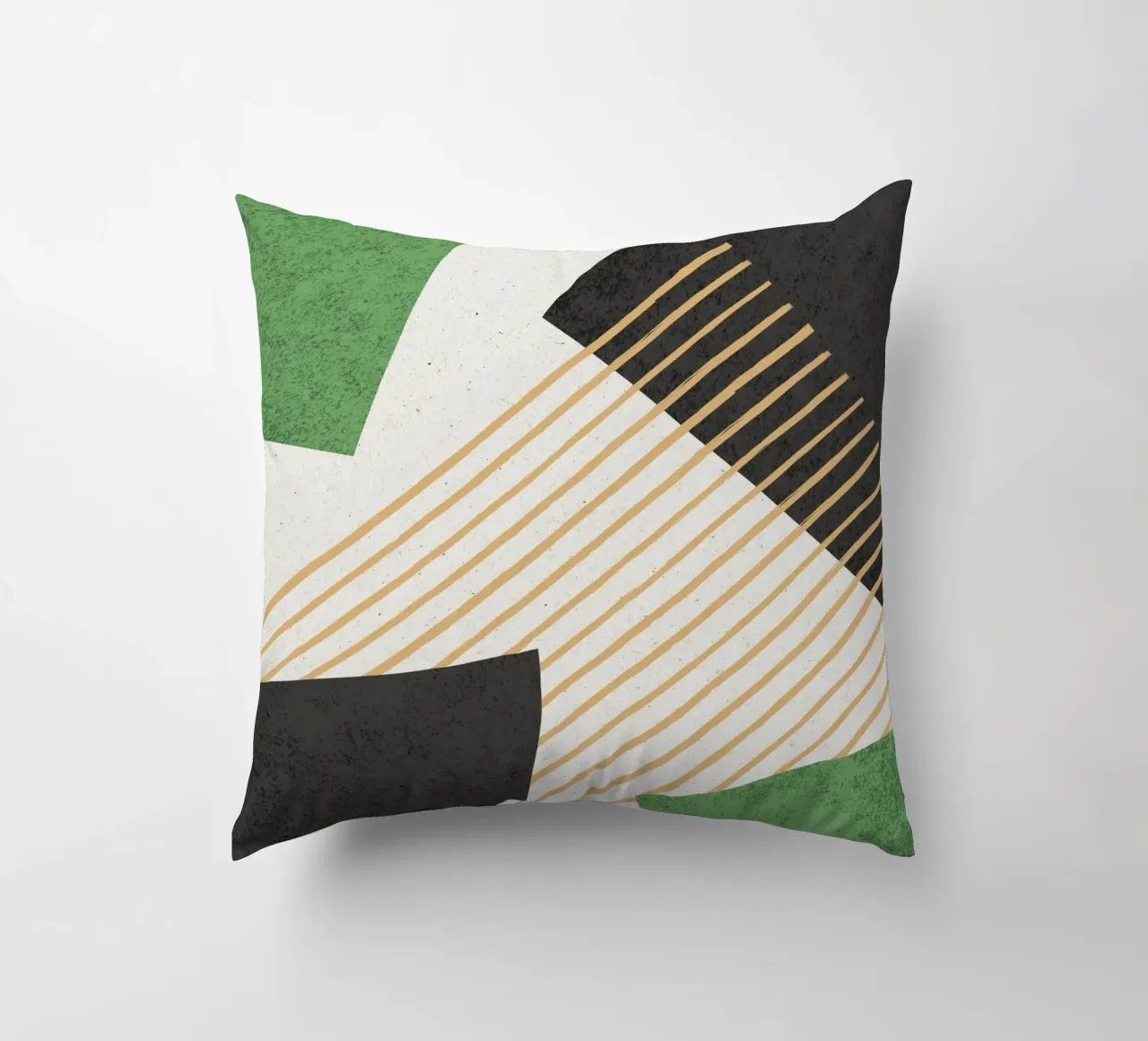 Stripes Circle Geometric Abstract Pattern 2 - Green Black decorative cushion by MoonlightPrint