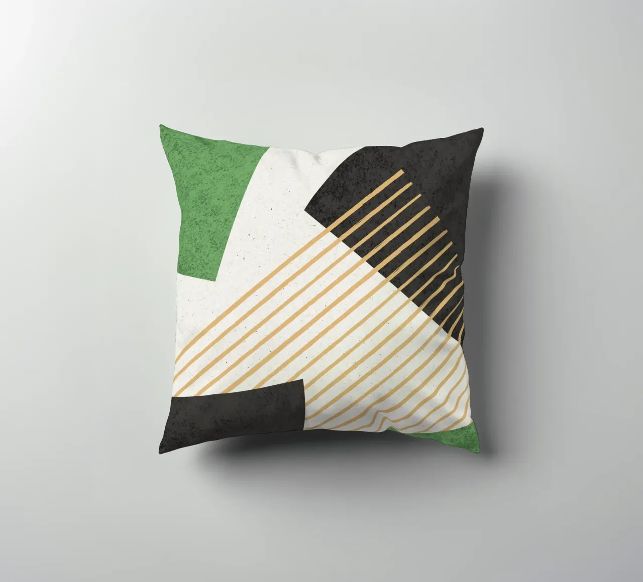 Stripes Circle Geometric Abstract Pattern 2 - Green Black decorative cushion by MoonlightPrint