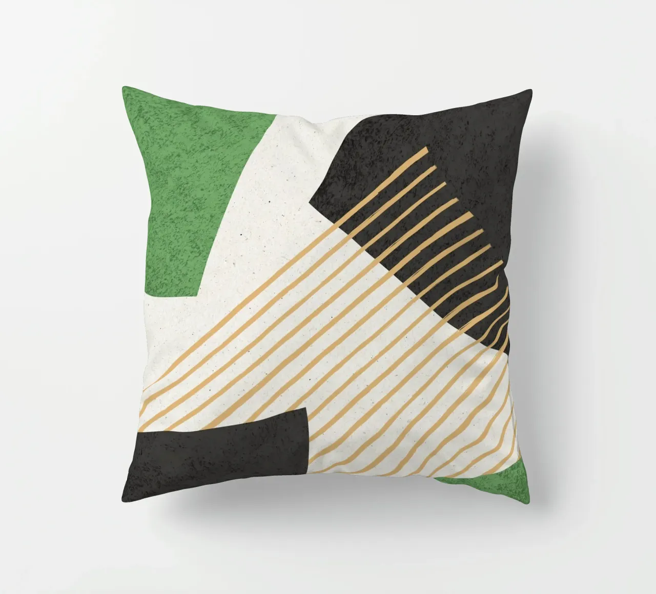 Stripes Circle Geometric Abstract Pattern 2 - Green Black decorative cushion by MoonlightPrint