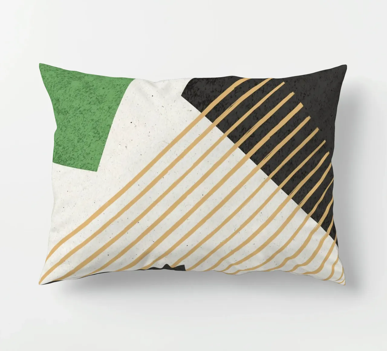 Stripes Circle Geometric Abstract Pattern 2 - Green Black decorative cushion by MoonlightPrint