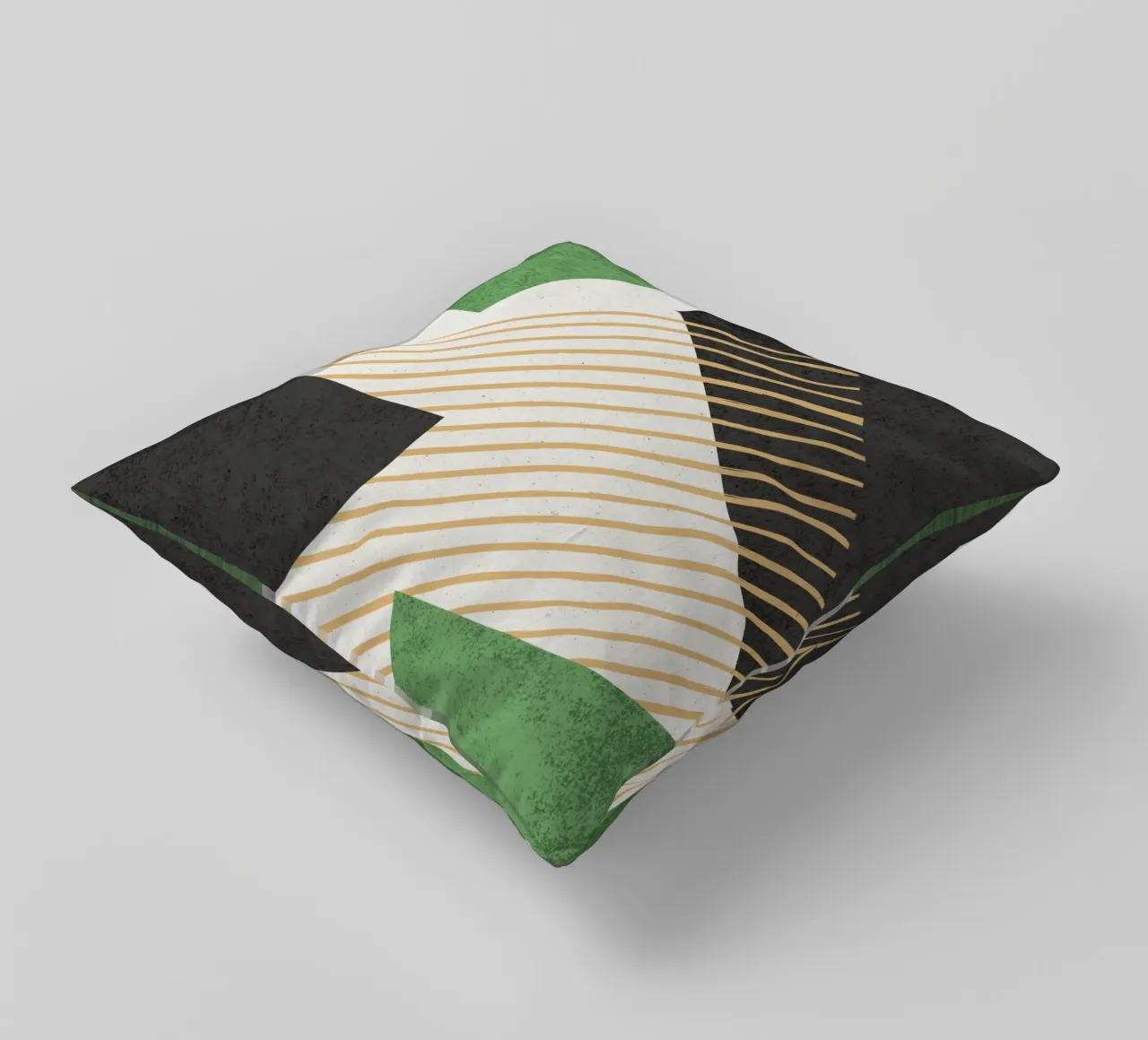 Stripes Circle Geometric Abstract Pattern 2 - Green Black decorative cushion by MoonlightPrint