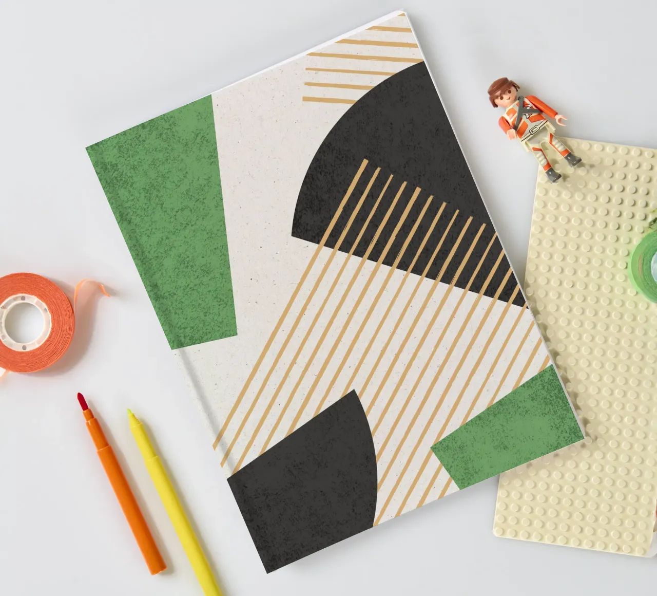 Strisce Cerchio Geometrico Astratto 2 - Verde Nero diario da MoonlightPrint