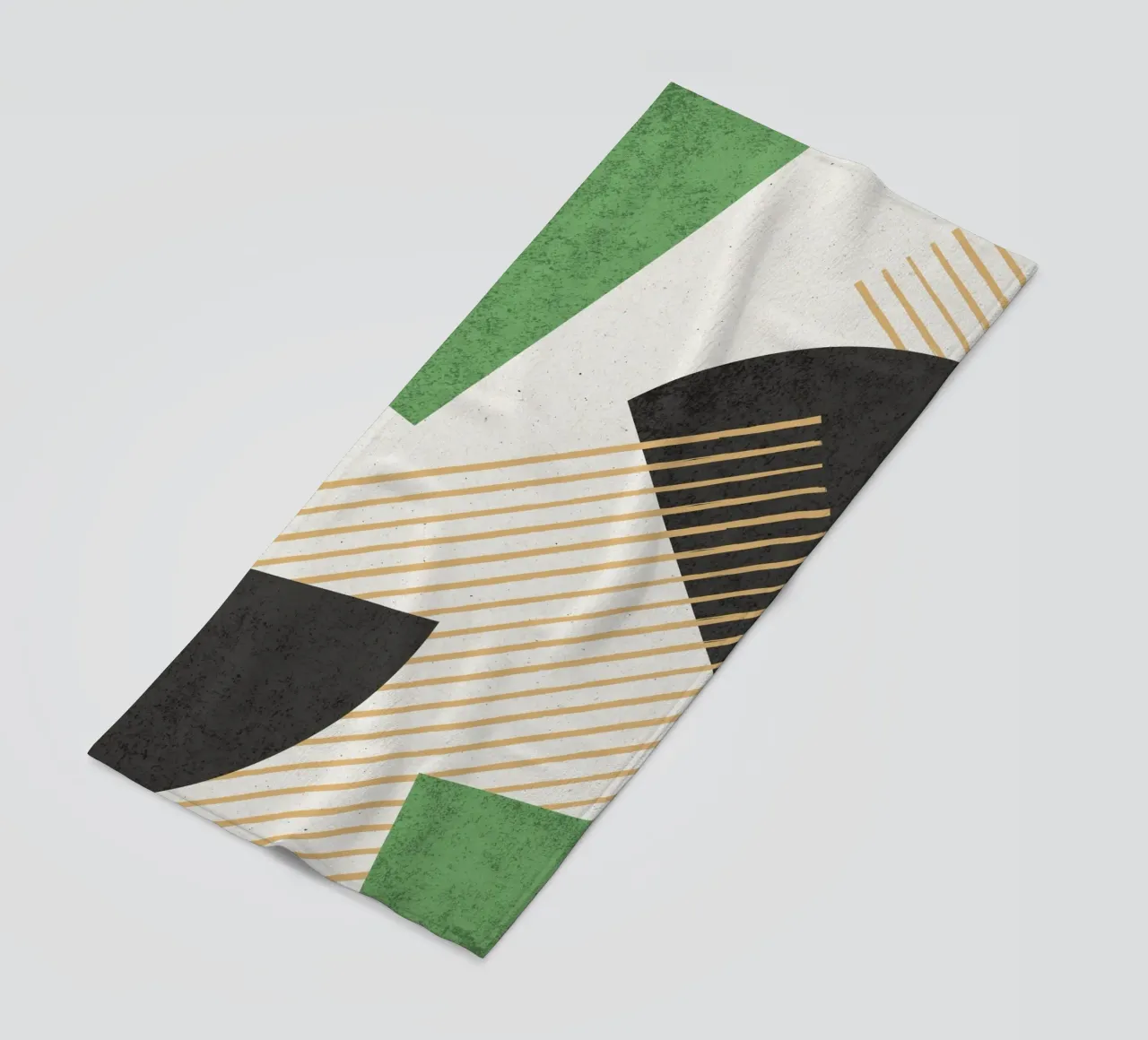Strisce Cerchio Geometrico Astratto 2 - Verde Nero telo mare da MoonlightPrint