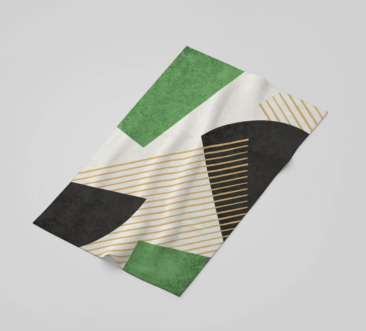 Strisce Cerchio Geometrico Astratto 2 - Verde Nero telo mare da MoonlightPrint