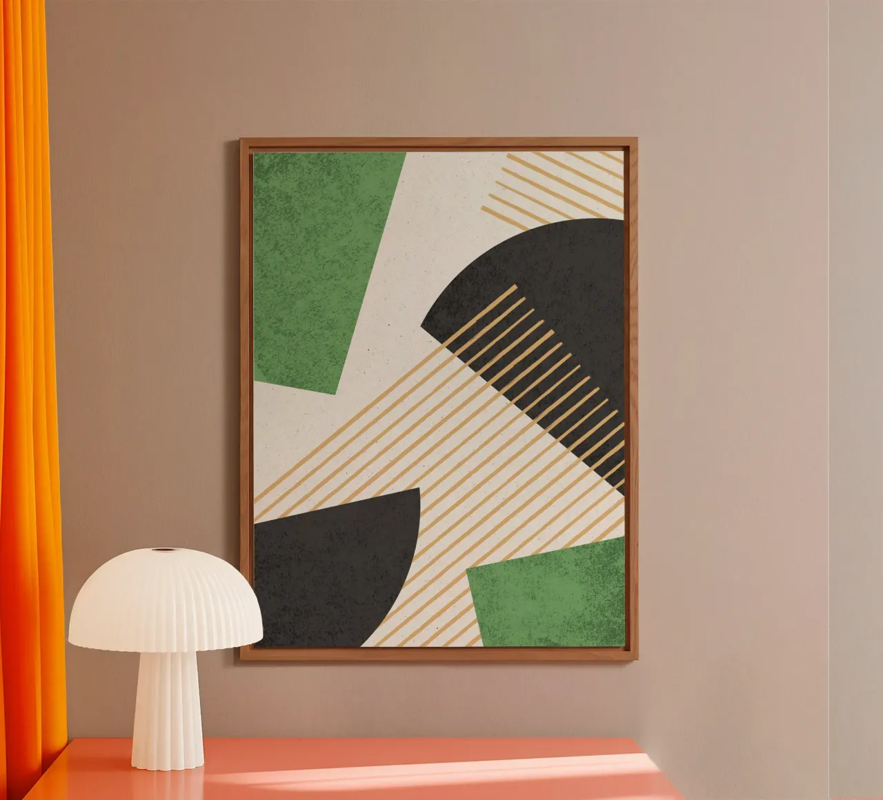Stripes Circle Geometric Abstract Pattern 2 - Green Black alu-dibond by MoonlightPrint