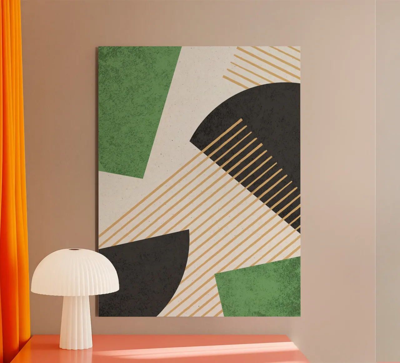Stripes Circle Geometric Abstract Pattern 2 - Green Black alu-dibond by MoonlightPrint