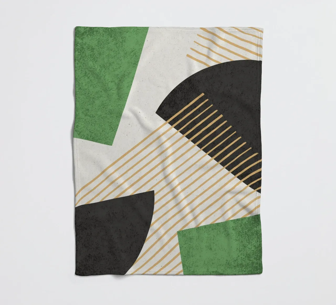 Stripes Circle Geometric Abstract Pattern 2 - Green Black fleece blanket by MoonlightPrint