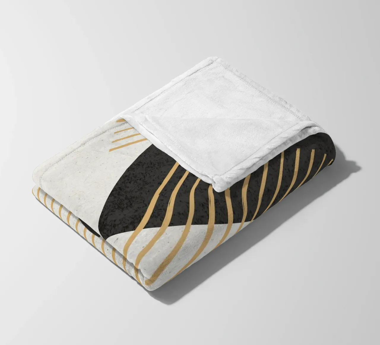 Stripes Circle Geometric Abstract Pattern 2 - Green Black fleece blanket by MoonlightPrint