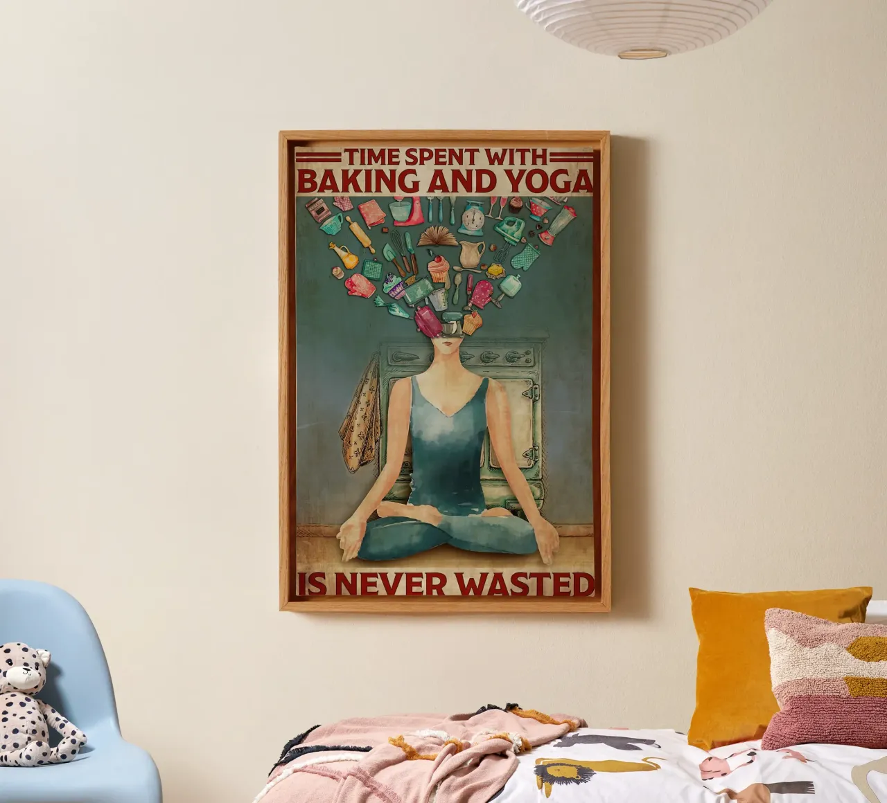 Time Spent With Baking And Yoga Is Never Wasted canvas with Floater frame by Aaronshop