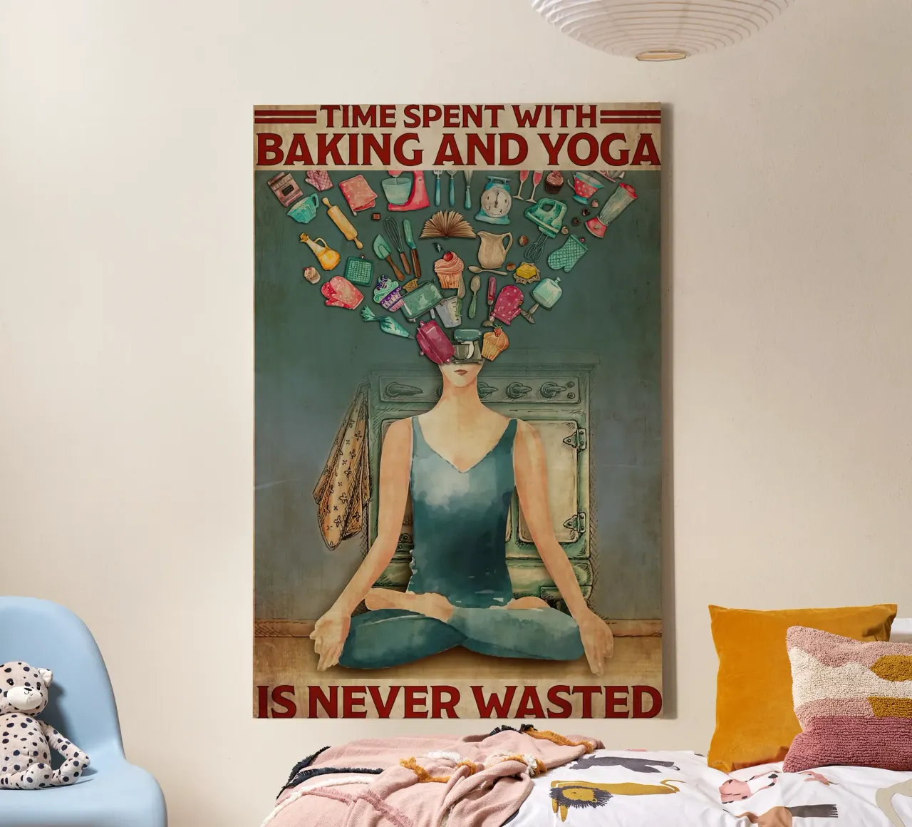 Time Spent With Baking And Yoga Is Never Wasted canvas with Floater frame by Aaronshop