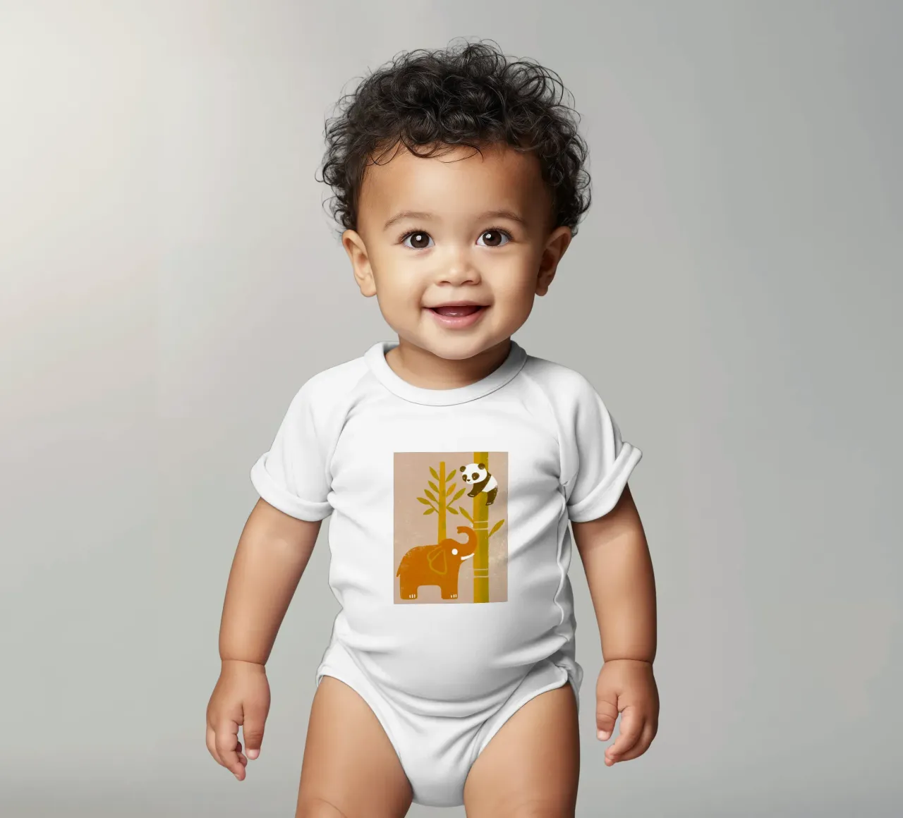 Elefant und Panda Kurzarm Babybody von THE LATEST SHOP