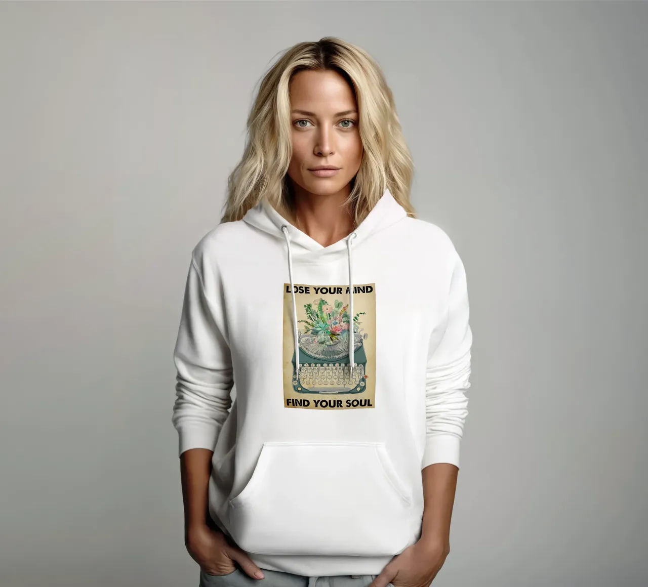 Macchina da scrivere, Perdi la tua mente trova la tua anima felpa con cappuccio da Aaronshop
