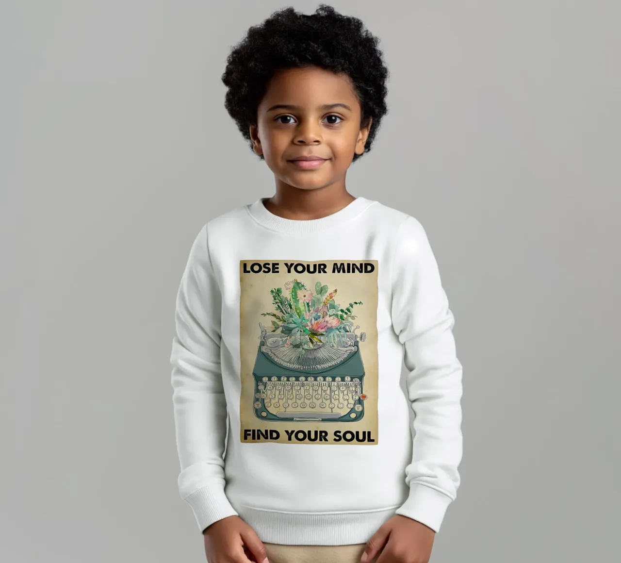 Macchina da scrivere, Perdi la tua mente trova la tua anima felpa bambino da Aaronshop
