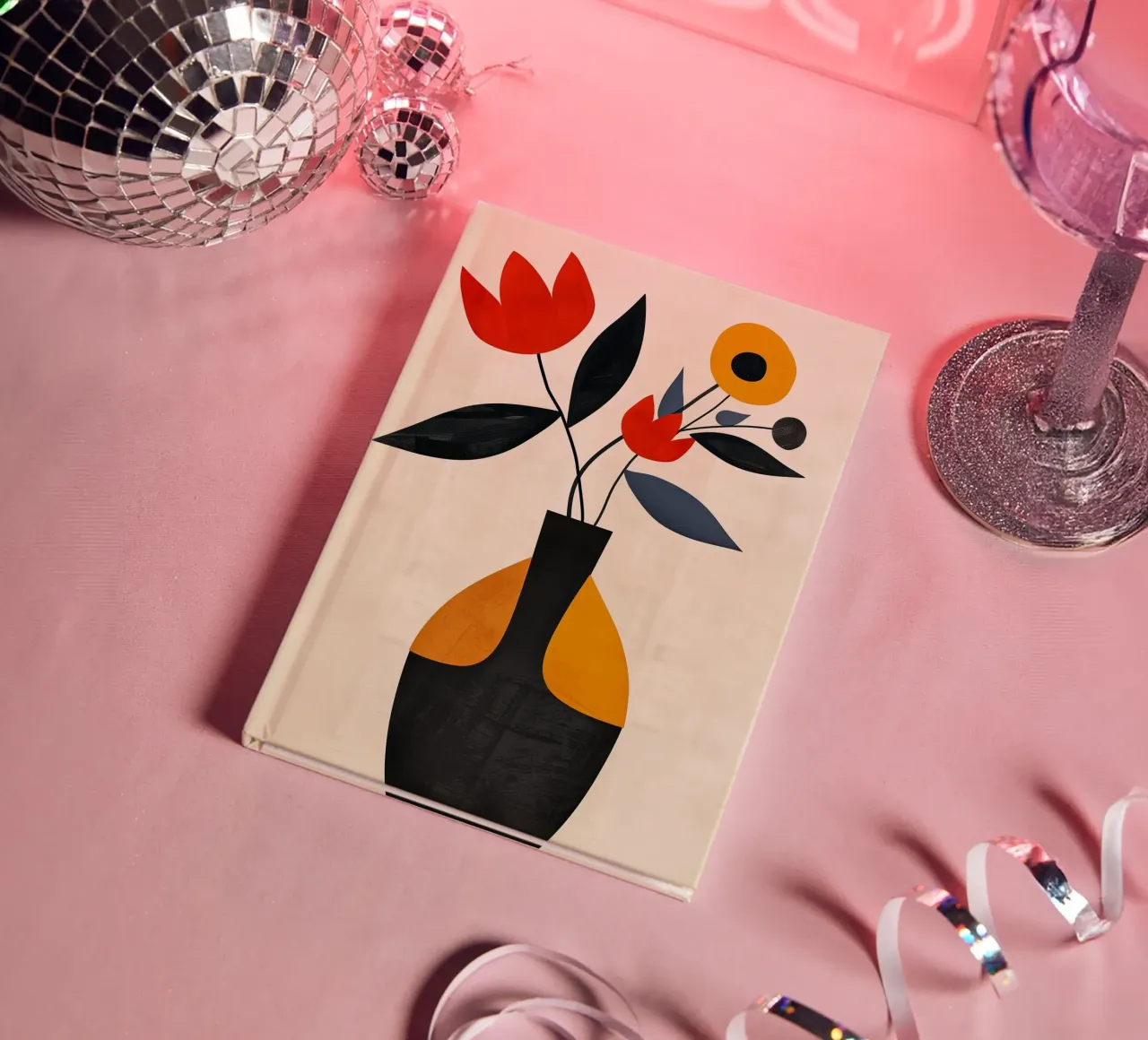 Abstract vase with flowers notebook by Imagine