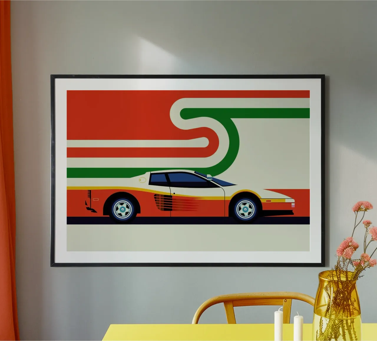 Ferrari Side poster con telaio in legno da Bo Lundberg