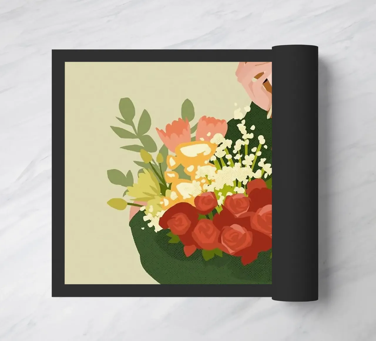 donna con fiori in mano zerbino da John C Labut