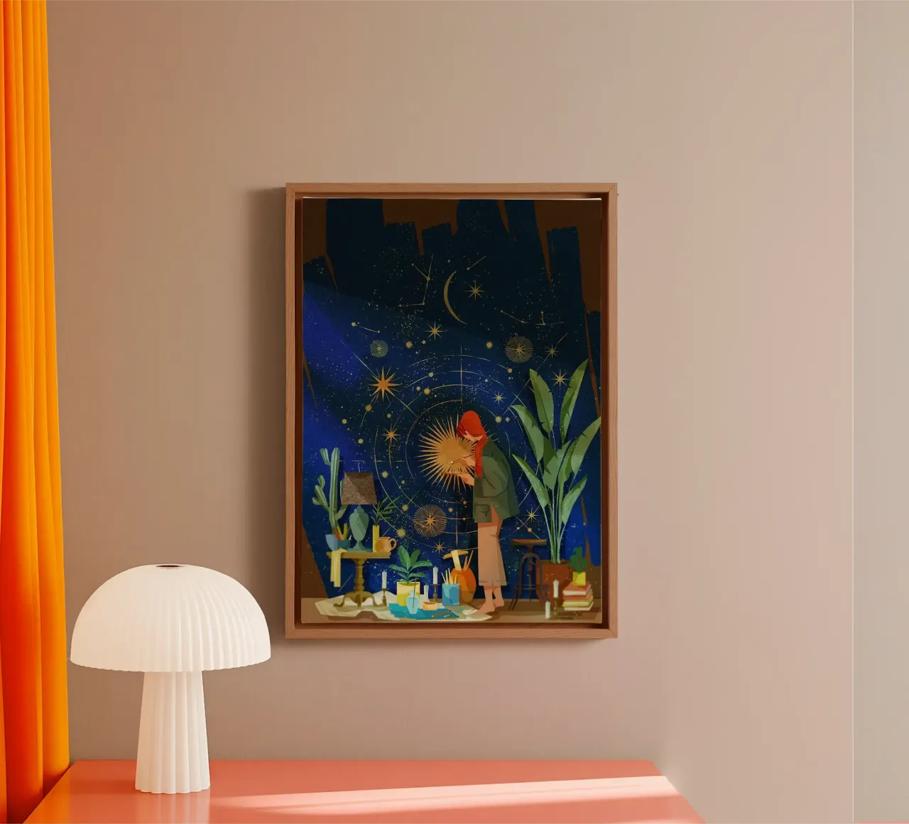 costellazione di stelle tela con Cornice a cassetta da John C Labut