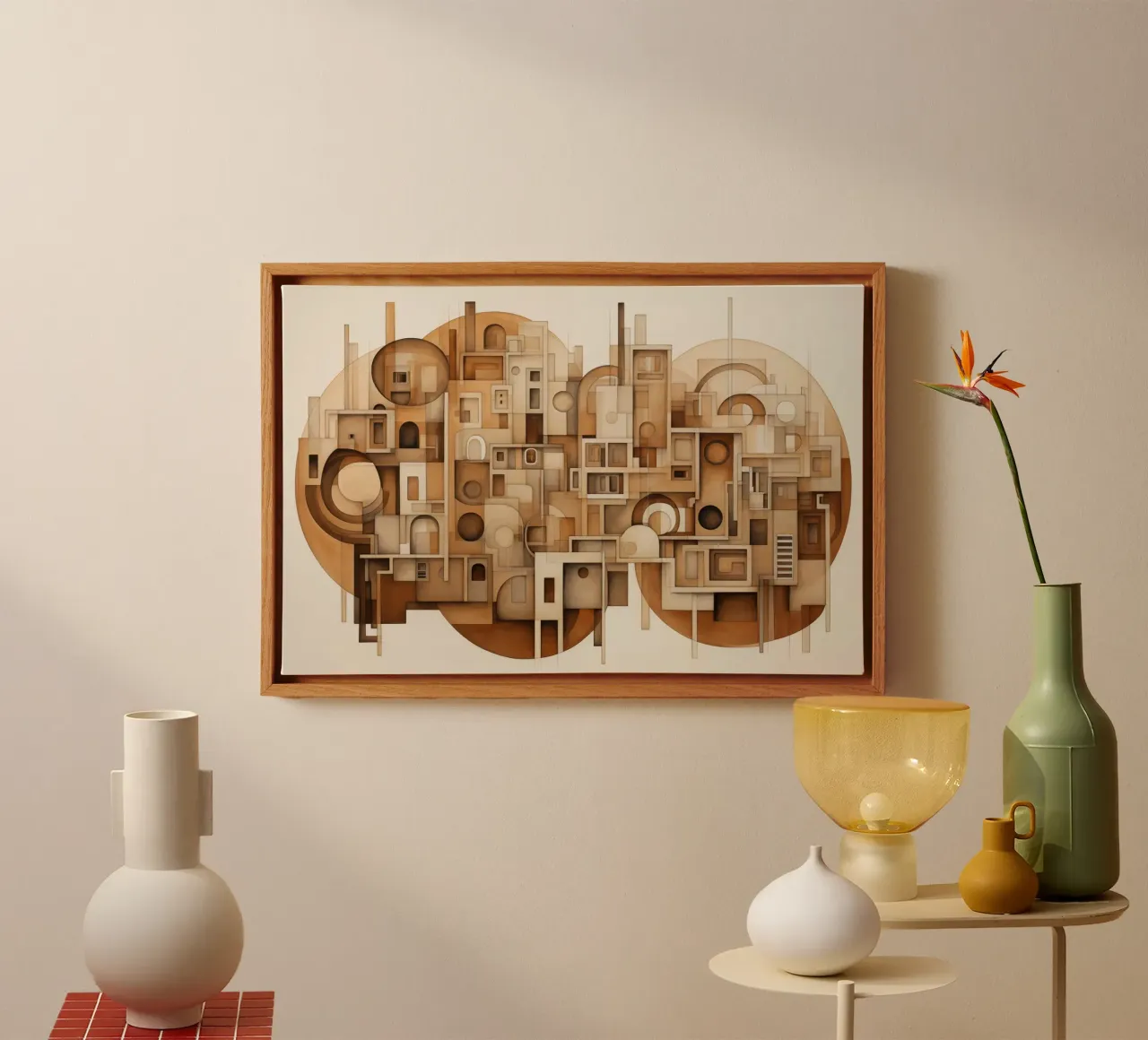 Abstracte stad canvas met Baklijst van Imagine