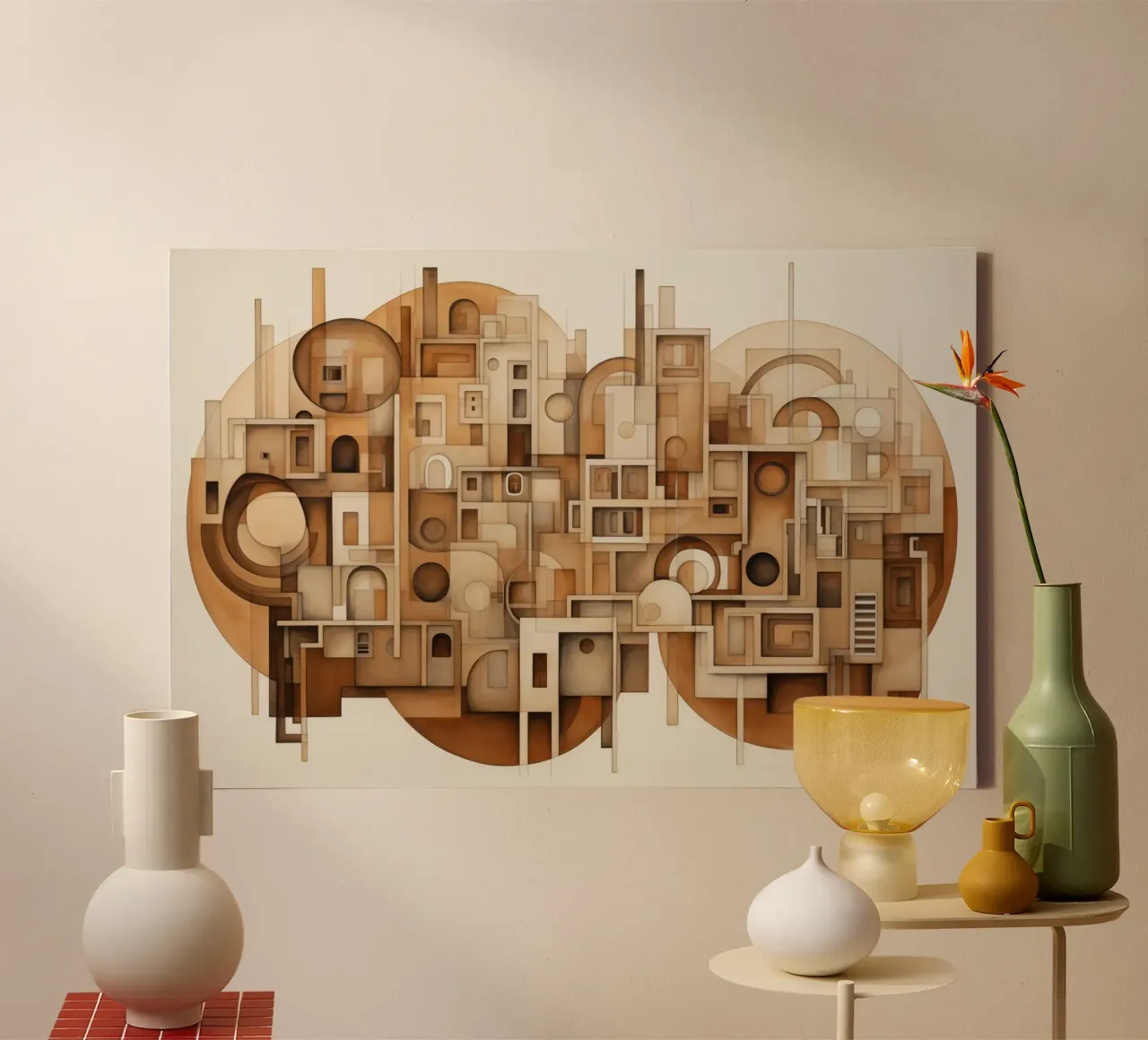 Abstracte stad canvas met Baklijst van Imagine