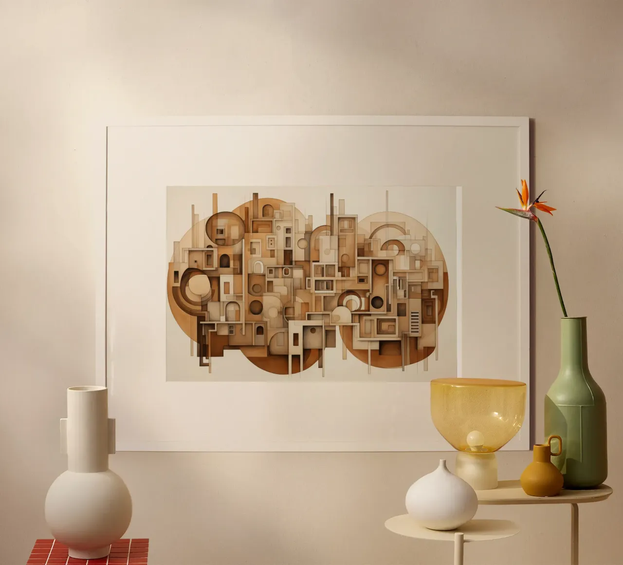 Città astratta poster con telaio in alluminio da Imagine