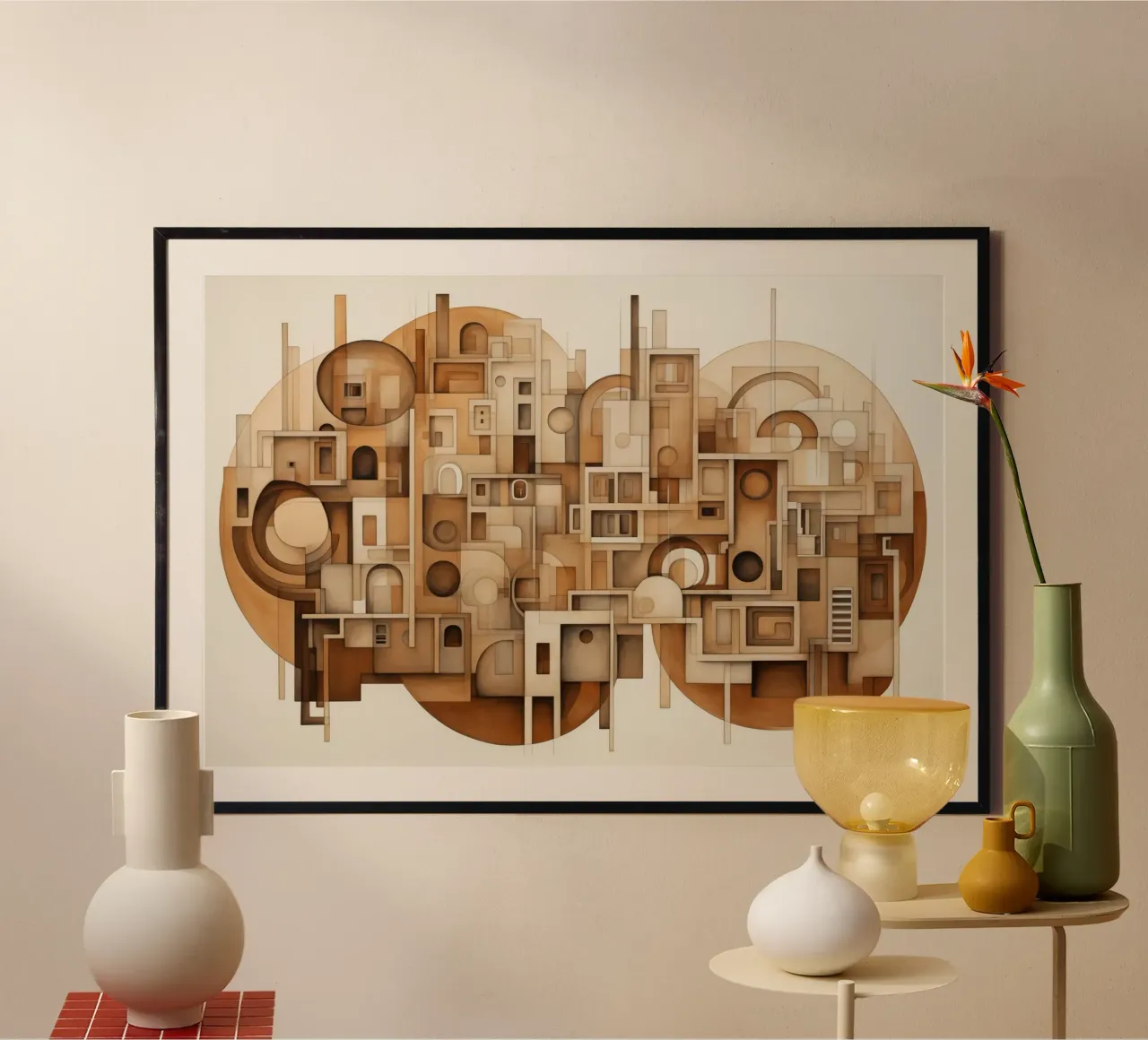 Città astratta poster con telaio in alluminio da Imagine