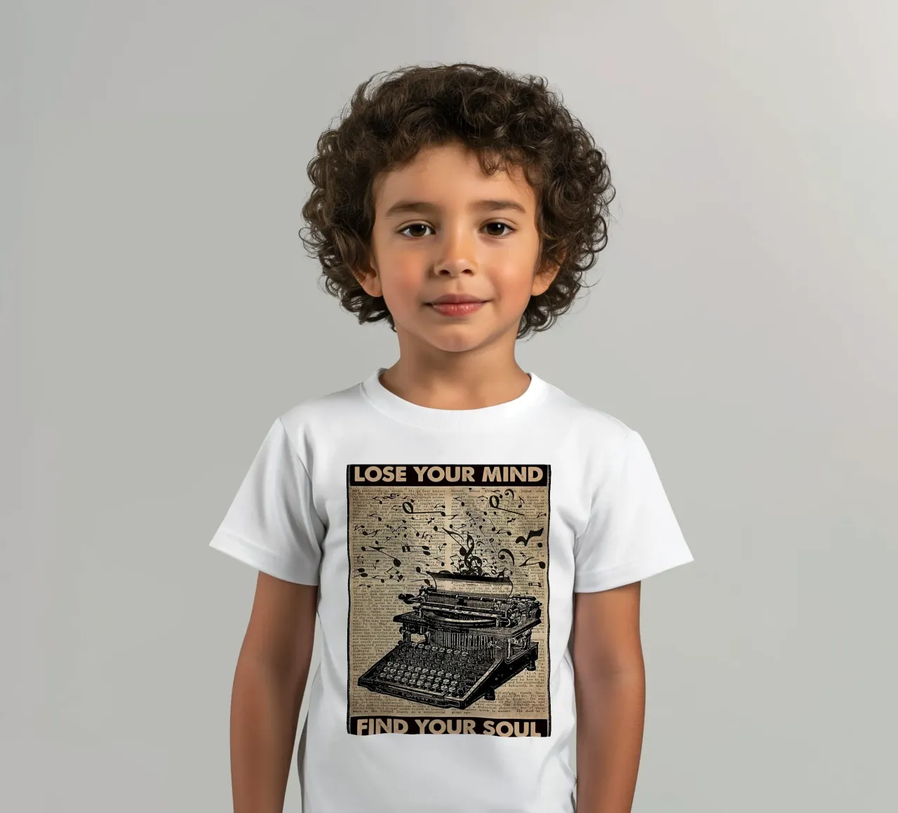 Typewriter Lose Your Mind, Find Your Soul kids t-shirt by Aaronshop