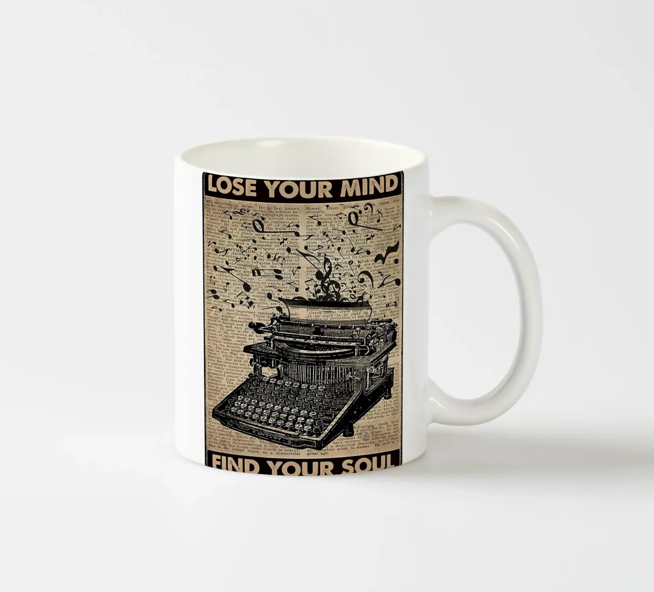Macchina da scrivere Perdere la testa, trovare l'anima tazza in ceramica da Aaronshop