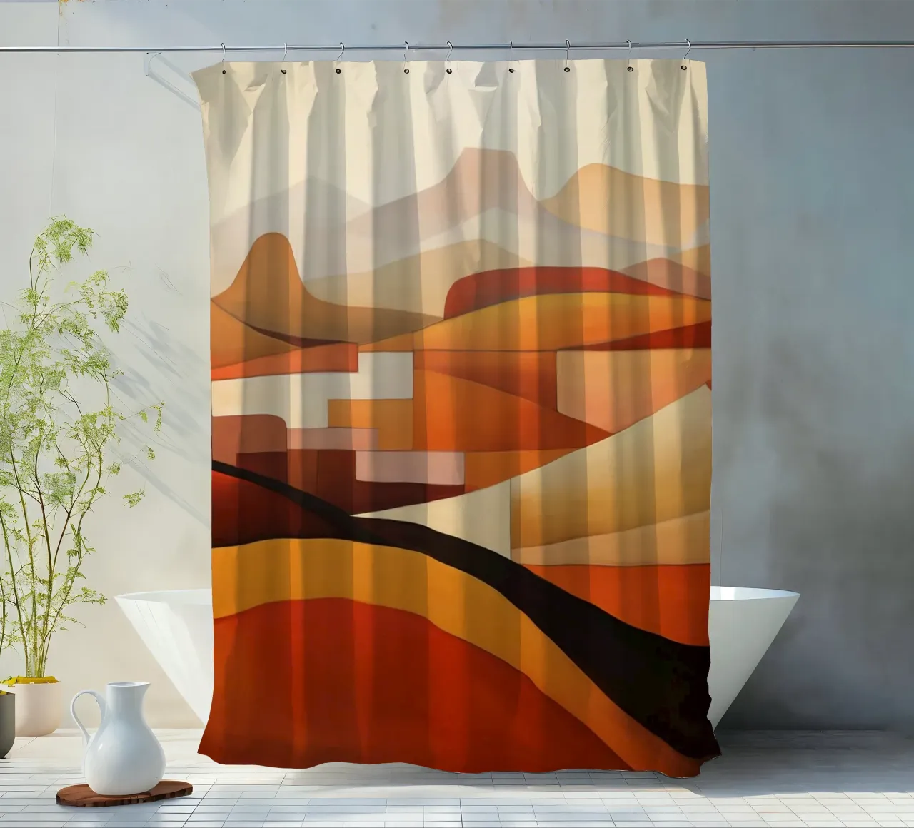 Red Landscape shower curtain by Imagine