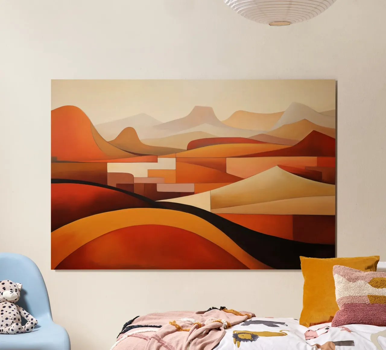 Paesaggio rosso poster con telaio in legno da Imagine