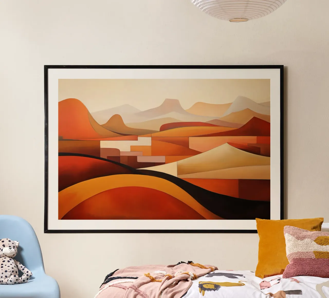 Paesaggio rosso poster con telaio in legno da Imagine