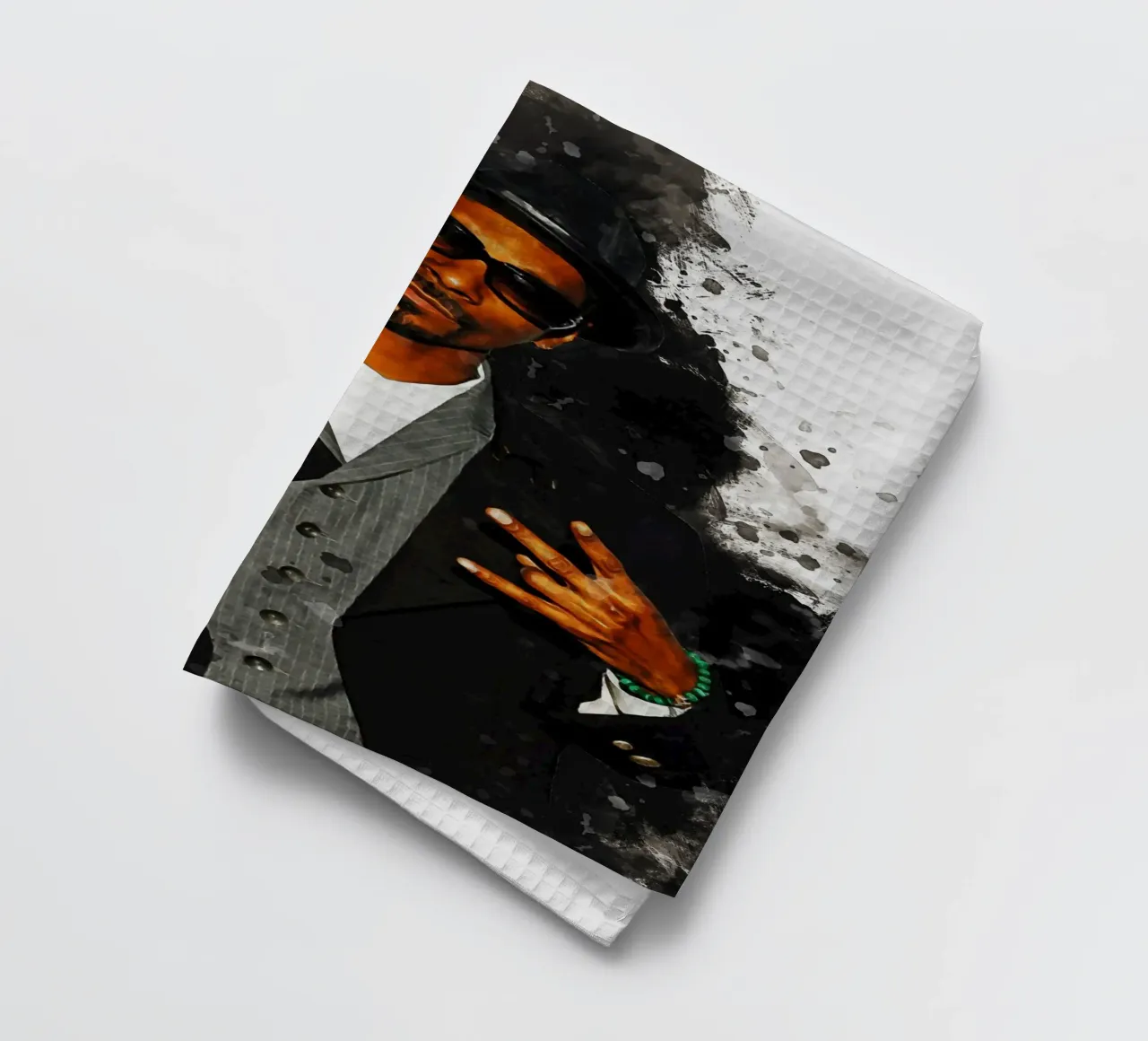 Smudge of Portrait Snoop Dogg tea towel by Gunawan Rb