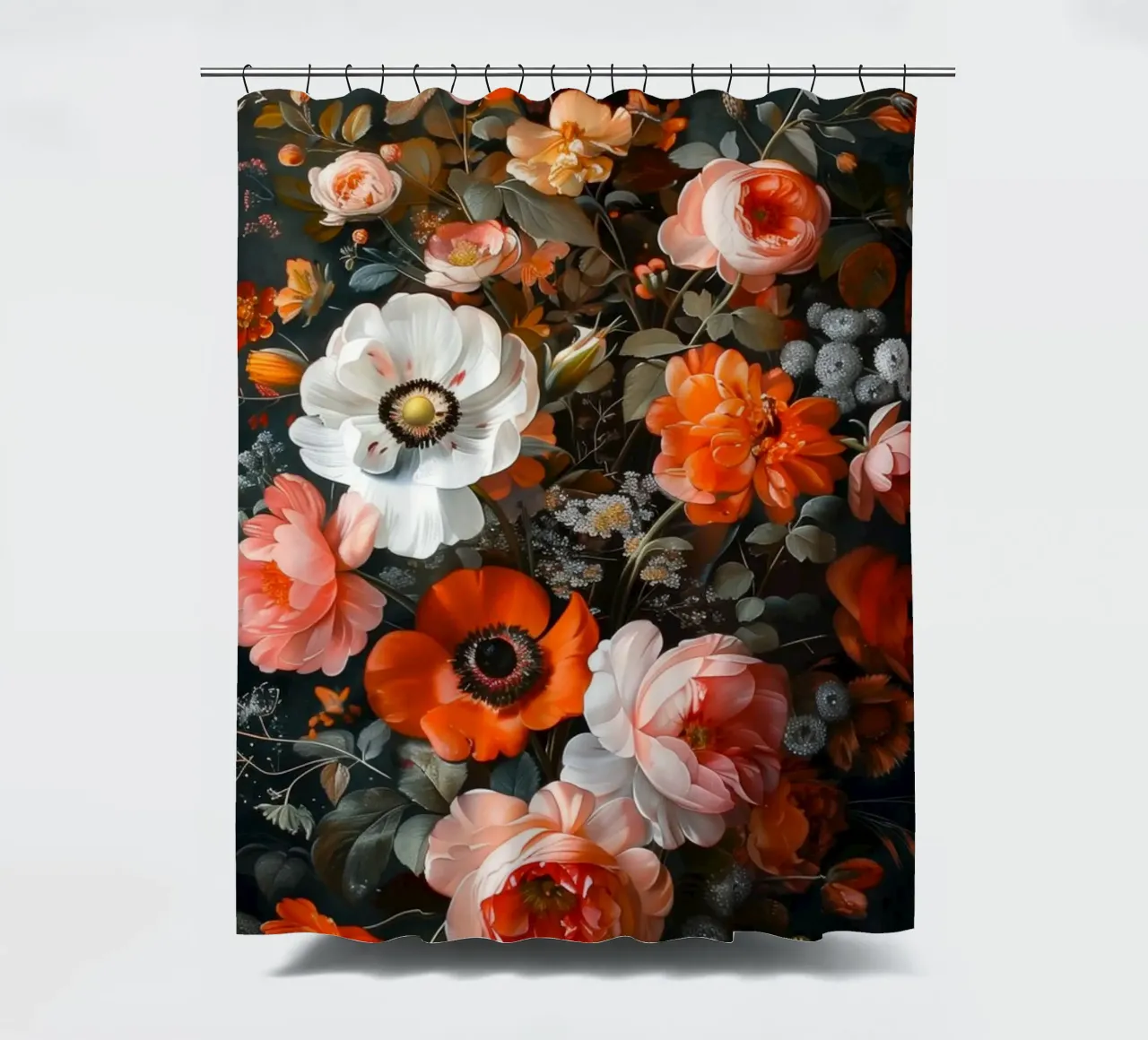 Un bodegón con flores cortina de baño de Imagine