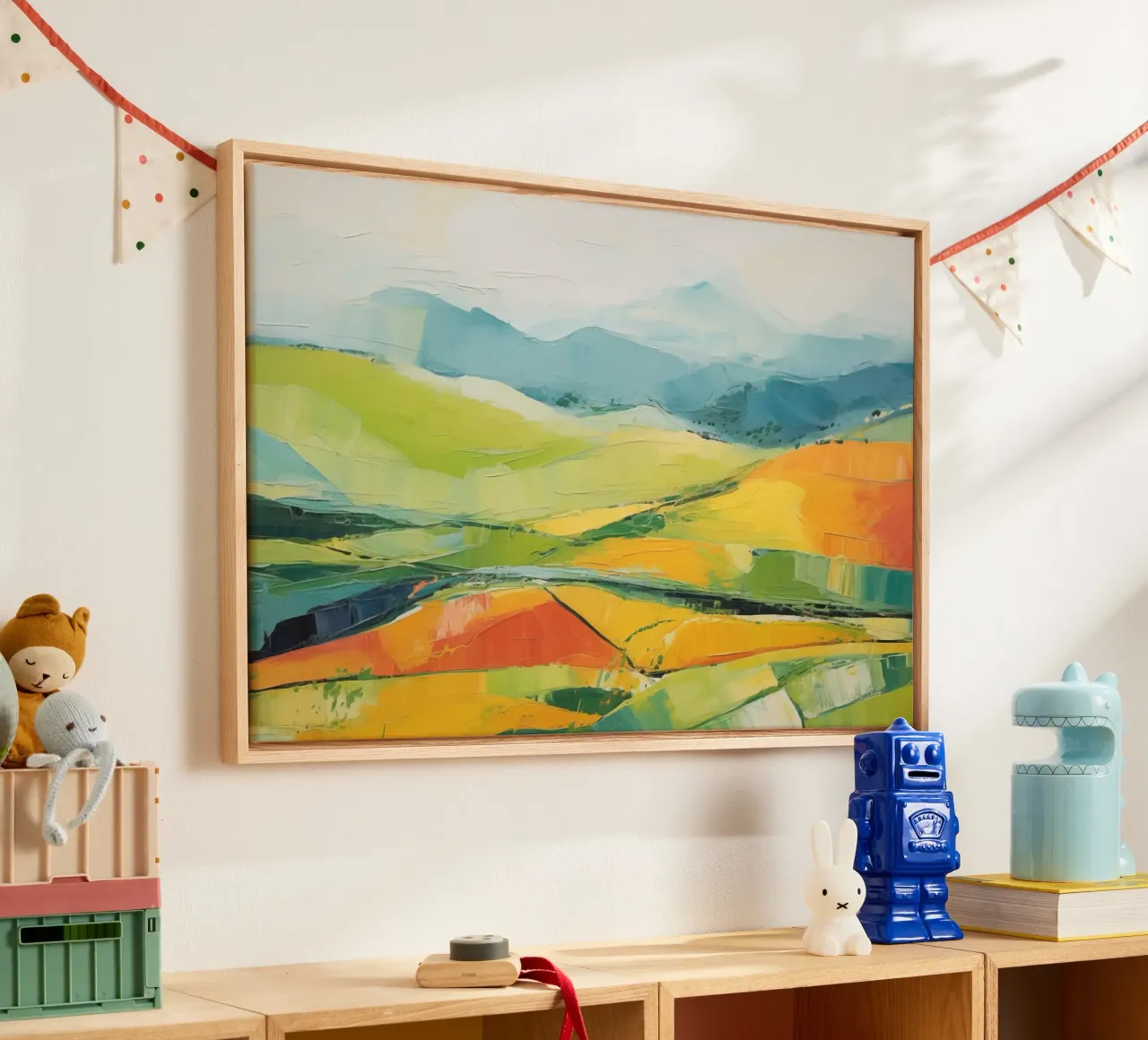 Paese delle colline tela con Cornice a cassetta da Imagine